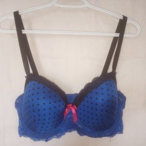 Black Fuchsia Polka Dot & lace bra